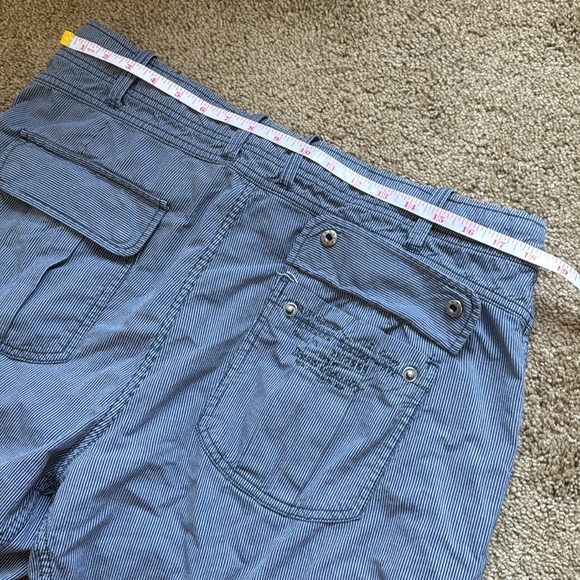 Y2K Vintage Diesel Blue Striped Cargo Drawstring Jorts - Picture 8 of 9